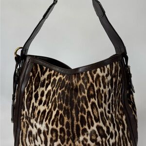 Vintage Gucci Heritage Hobo Leopard Print pony hair